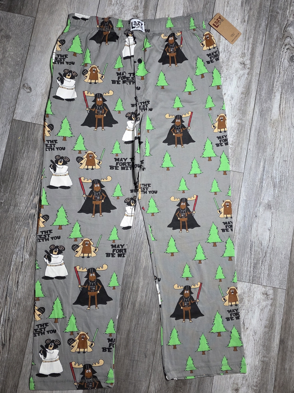 Lazy Ones 'May The Forest Be With You' Star Wars Parody Novelty PJs Sz Lg *NWT